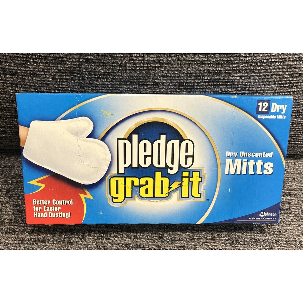 Pledge Grab It Dry Unscented Dusting Mitt Glove 12 Ct Vintage Discontinued NOS